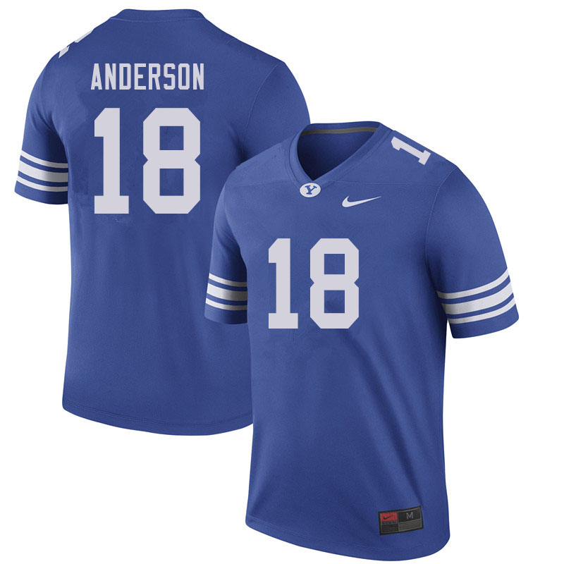 Men #18 Scott Anderson BYU Cougars College Football Jerseys Sale-Royal